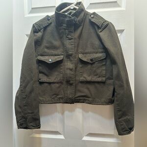 Honey Punch Olive Utility Crop Jacket
